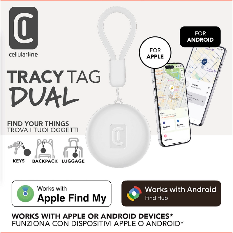 Смарт трекер Cellularline Tracy Tag Dual Белый