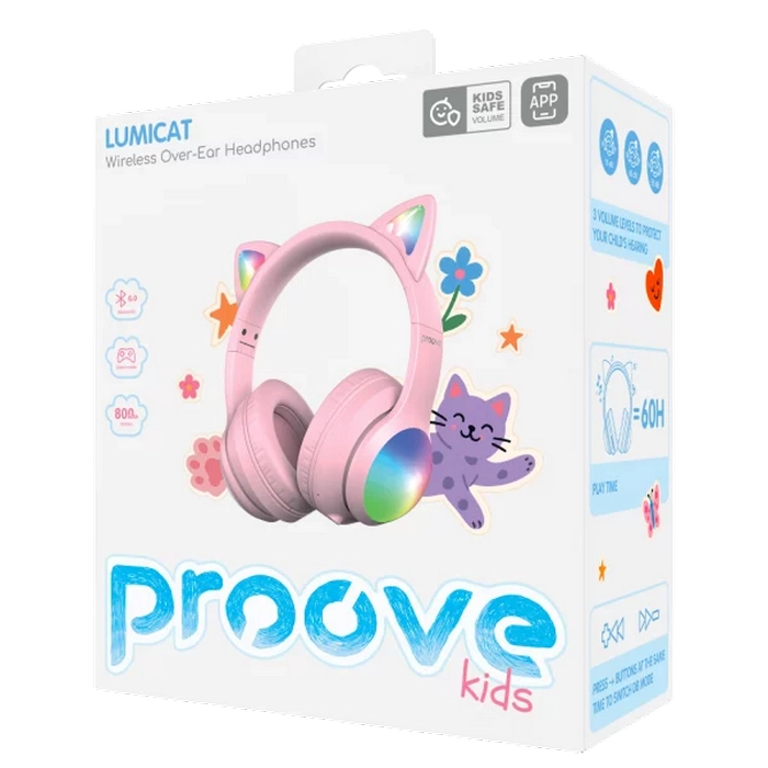 Căști Proove Kids LumiCat Roz
Fără fir | 100 ore | 20 Hz - 20000 Hz