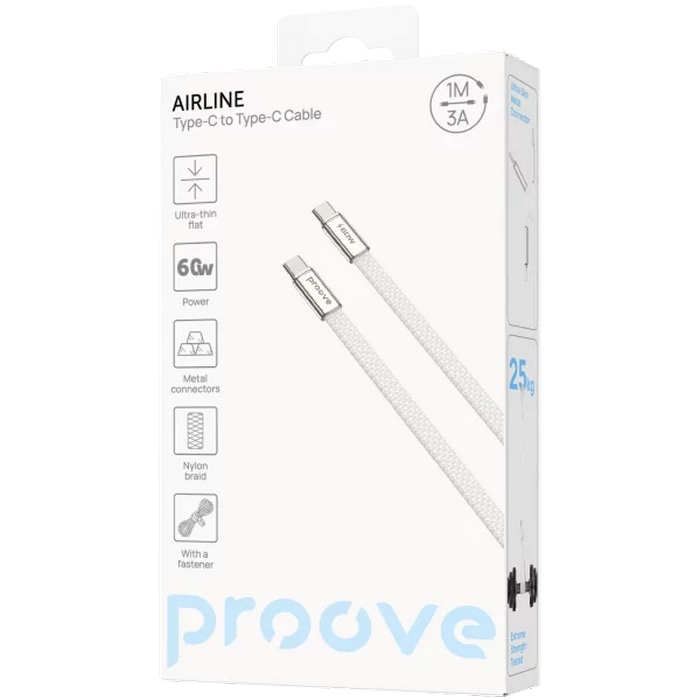 Cablu încărcare și sincronizare Proove AirLine Alb
1 m | USB | 3А