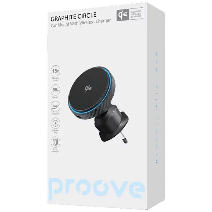 Автомобильный держатель Proove Graphite Circle Qi2 Черный