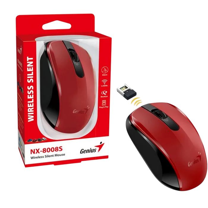Mouse Genius NX-8008S Roșu
Optical | 1200 dpi | Fără fir