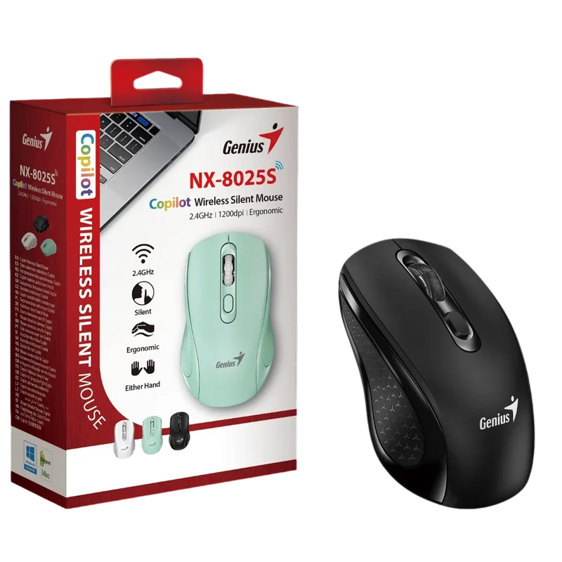 Mouse Genius NX-8025S Negru
Optical | 1200 dpi | Fără fir