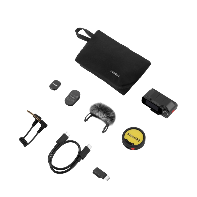 Портативный записывающий микрофон Insta360 Mic Pro (1 TX + 1 RX) Беспроводной Черный