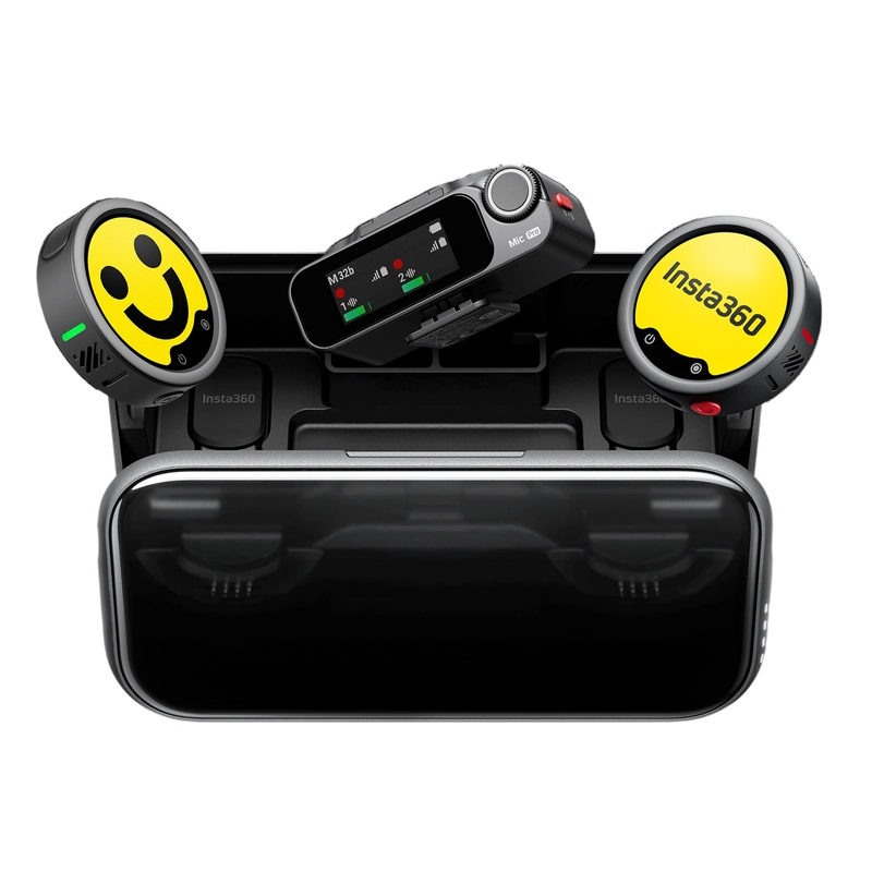 Портативный записывающий микрофон Insta360 Mic Pro (2 TX + 1 RX) Беспроводной Черный