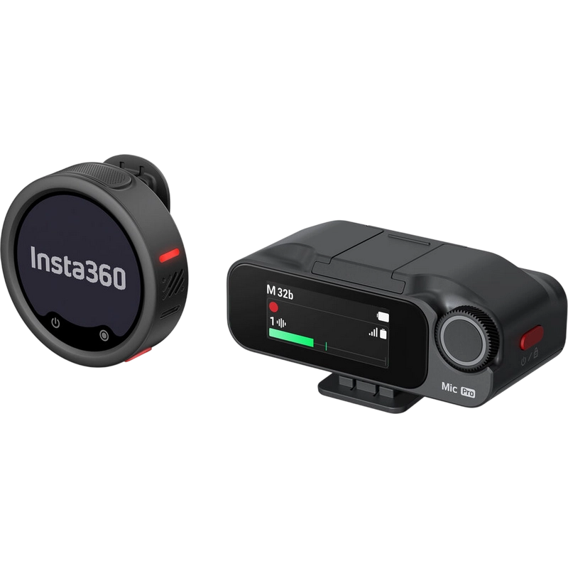 Портативный записывающий микрофон Insta360 Mic Pro (2 TX + 1 RX) Беспроводной Черный