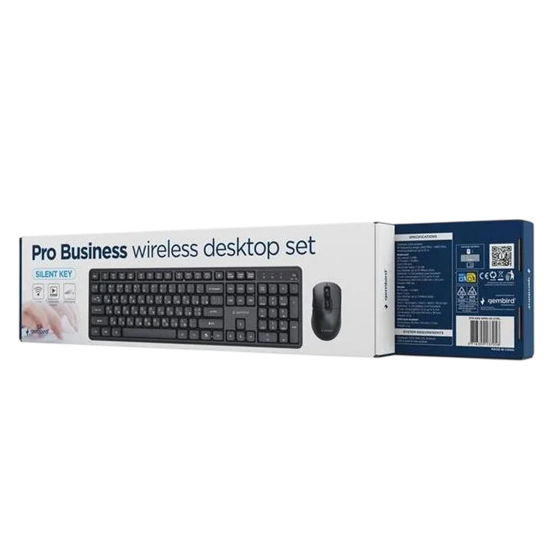 Set Tastatură + Mouse Gembird Silent key Pro Business Membrană Negru
Fără fir | Engleza,Rusă