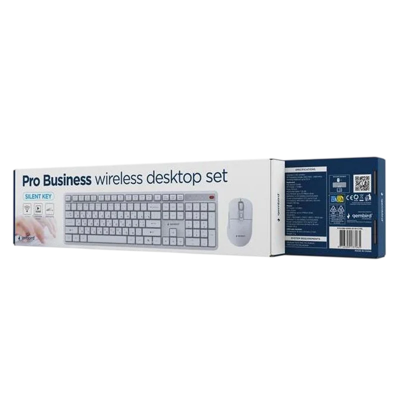 Set Tastatură + Mouse Gembird Silent key Pro Business Membrană Alb
Fără fir | Engleza,Rusă