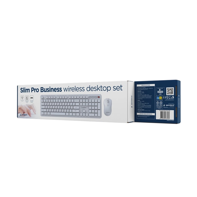 Set Tastatură + Mouse Gembird Slim Pro Business Membrană Alb
Fără fir | Engleza,Rusă