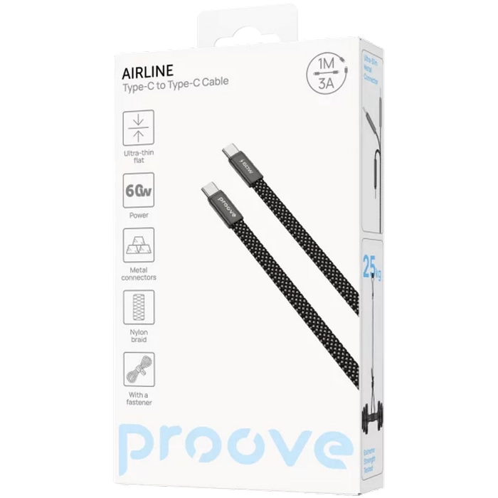 Cablu încărcare și sincronizare Proove AirLine Negru
1 m | USB | 3А
