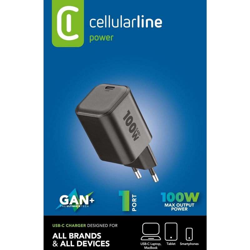 Încărcător Cellularline ACH USB-C GaN Negru
100 W | Mufa EU
