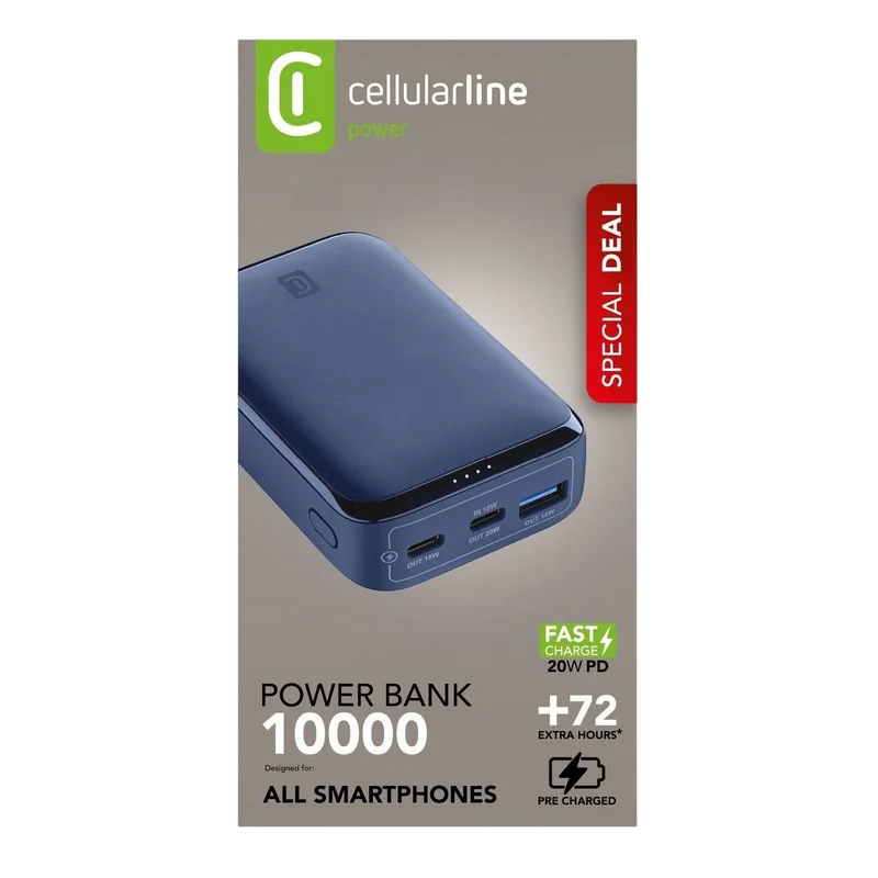 Acumulator extern Cellularline Essence Promo Albastru
Li-Polymer | 10000 mAh