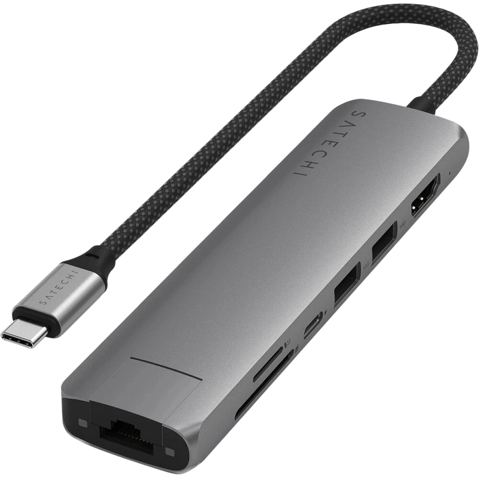 Cumpara  Stații de andocare - Stație Docking Satechi Slim USB-C Gri
10 Gbps..