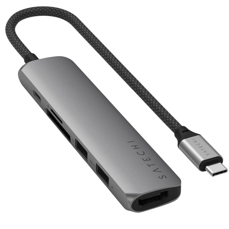 Cumpara  Stații de andocare - Stație Docking Satechi Slim USB-C Gri
10 Gbps..