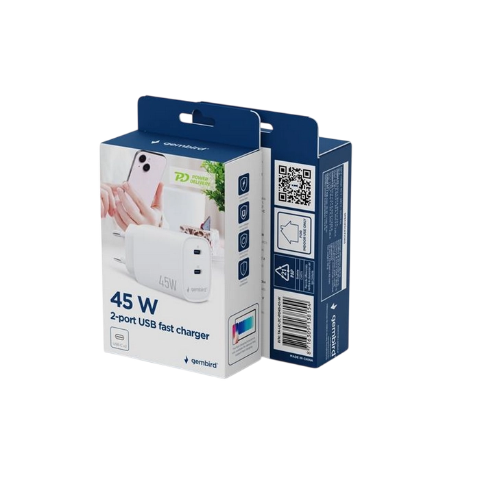 Încărcător Gembird TA-UC-2C-PD45-01-W Alb
45 W | Mufa EU