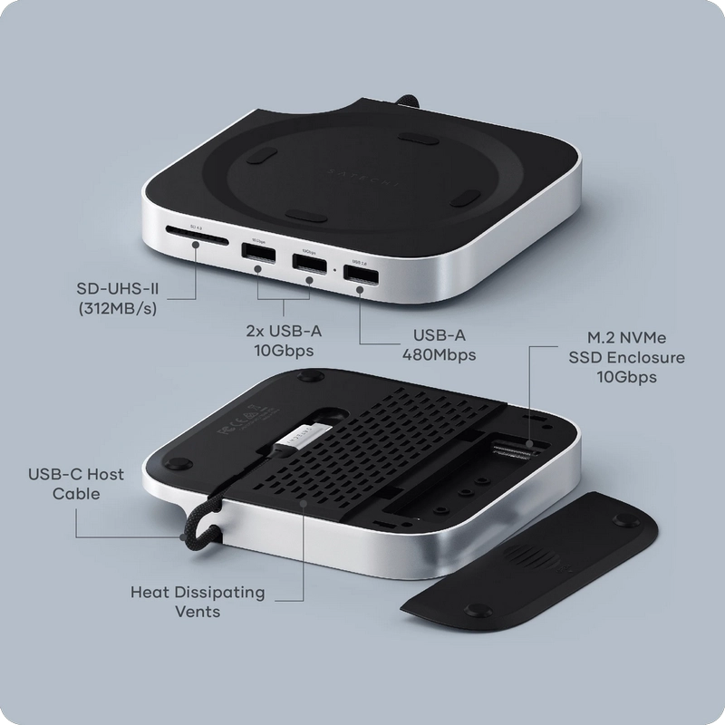 Adaptor Hub Satechi Mac Mini M4 Stand & Hub Argintiu
USB Type-C