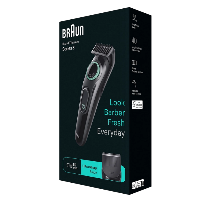 Trimmer pentru bărbați Braun BT3411 Negru
Baterie | 50 min | 0.5 mm | 20 mm