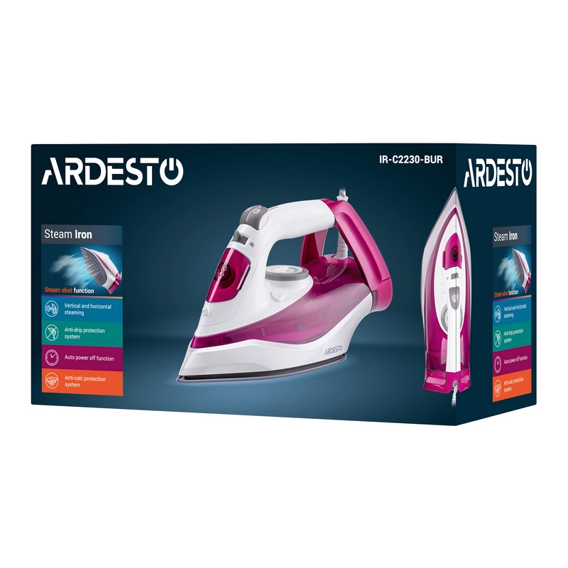 Fier de călcat Ardesto IR-C2230-BUR Roșu Crimson
2200 W | 35 g/min | 300 ml | Ceramică