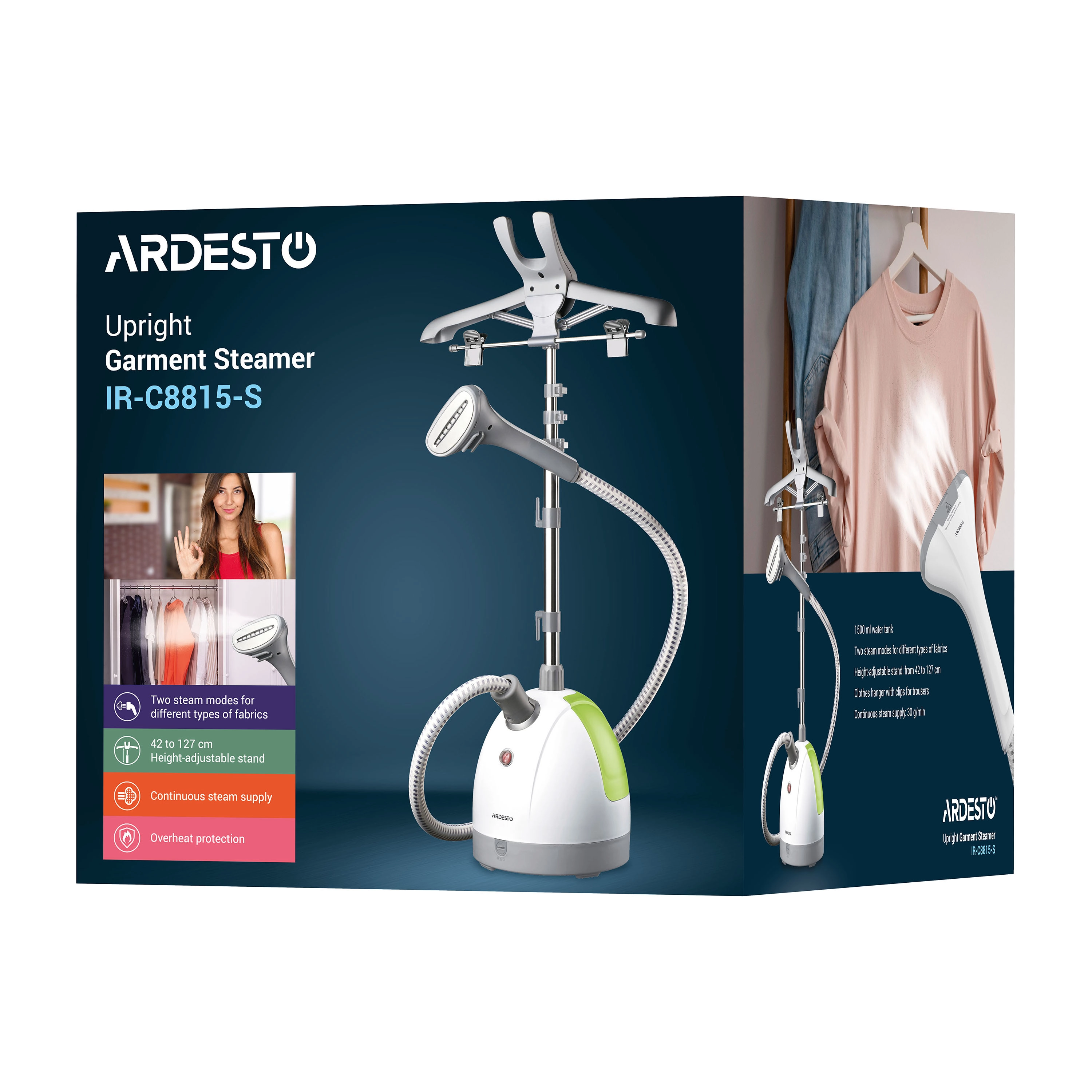 Aparat de călcat cu aburi staționar Ardesto IR-C8815-S Alb
1785 W | 1500 ml | 30 g/min