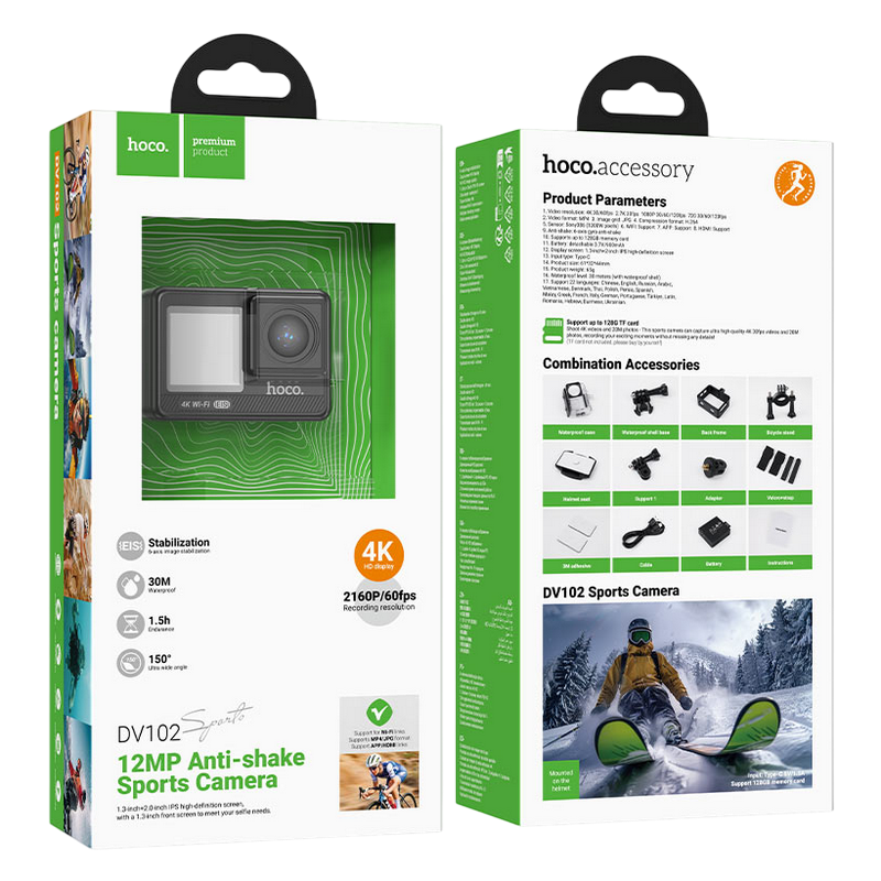 Cameră Video Sport Hoco DV102 Negru
