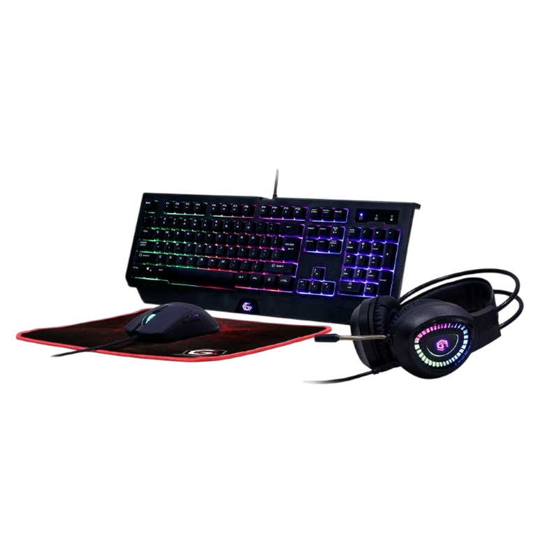 Set Tastatură + Mouse + Mouse Pad + Căști Gembird GGS-UMGL4-01 Membrană Negru