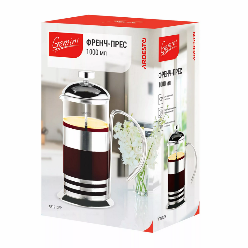 Cafetiera French Press Ardesto AR1910FP Gemini Oțel Inoxidabil
1 l | Oțel inoxidabil,Sticlă | Oțel inoxidabil