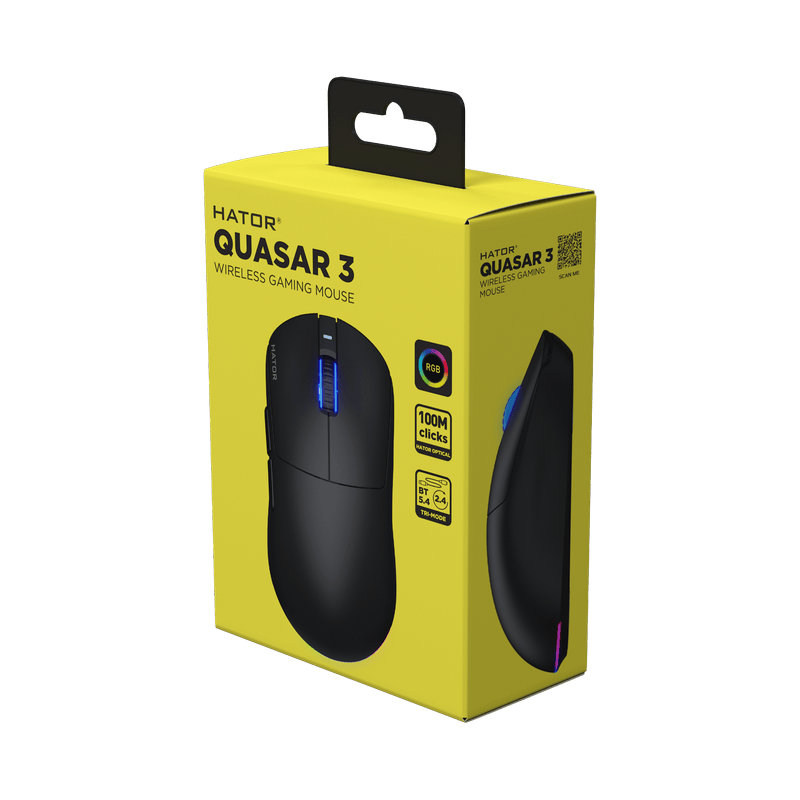 Игровая мышь HATOR Quasar 3 Проводное / беспроводное Чёрный