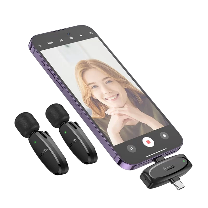 Microfon portabil pentru înregistrare vocală Hoco L15 Fără fir/Cu fir Negru
Lavalier