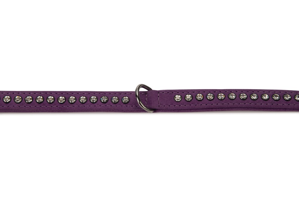 BEEZTEES zgarda din piele BUFFALO Strass Purple 24×10