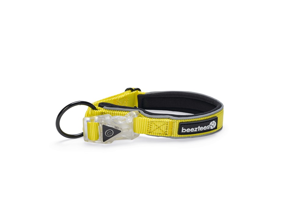 Beeztees zgardă reflectorizantă cu lumini Premium PARINCA Yellow 35×20