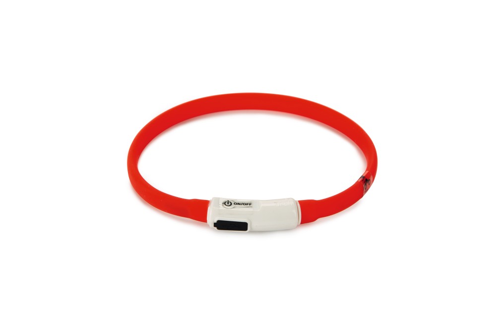 BEEZTEES zgardă din silicon cu lumini с USB Red 35×10