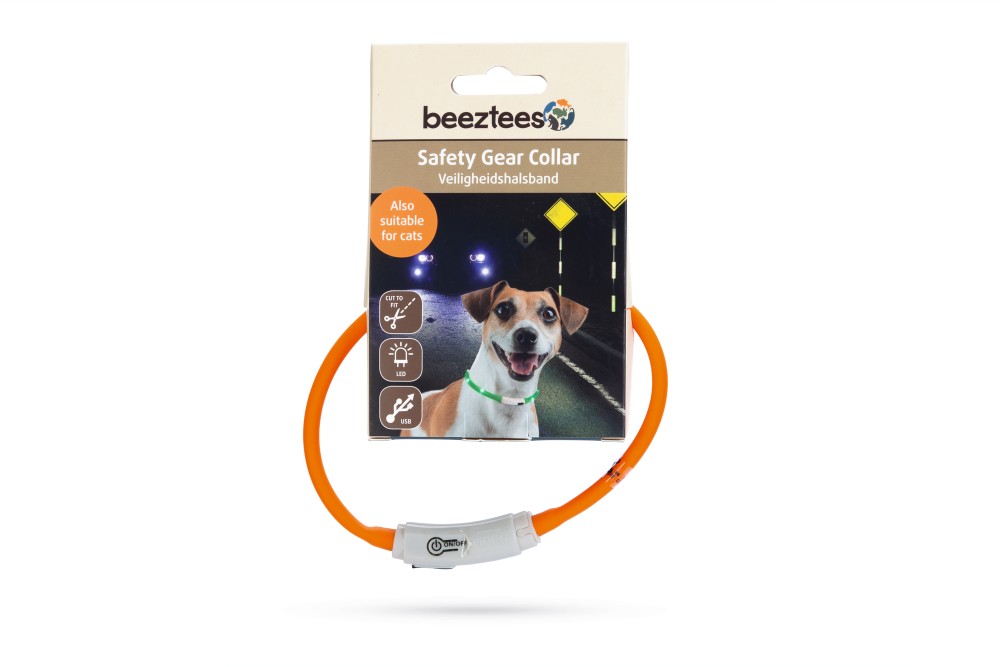 BEEZTEES zgardă din silicon cu lumini USB Orange 35×10