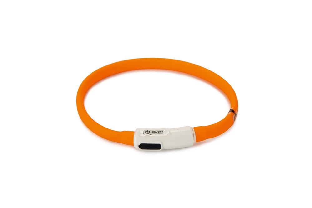 BEEZTEES zgardă din silicon cu lumini USB Orange 35×10