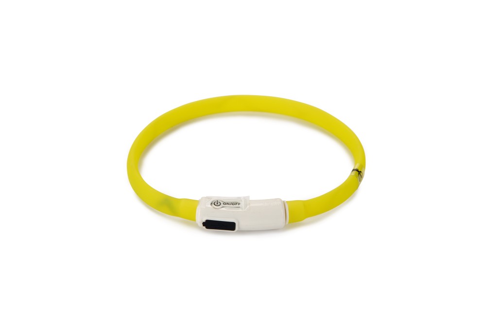 BEEZTEES zgardă din silicon cu lumini с USB Yellow 35×10