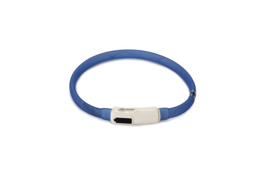 BEEZTEES zgardă din silicon cu lumini с USB Blue 35×10