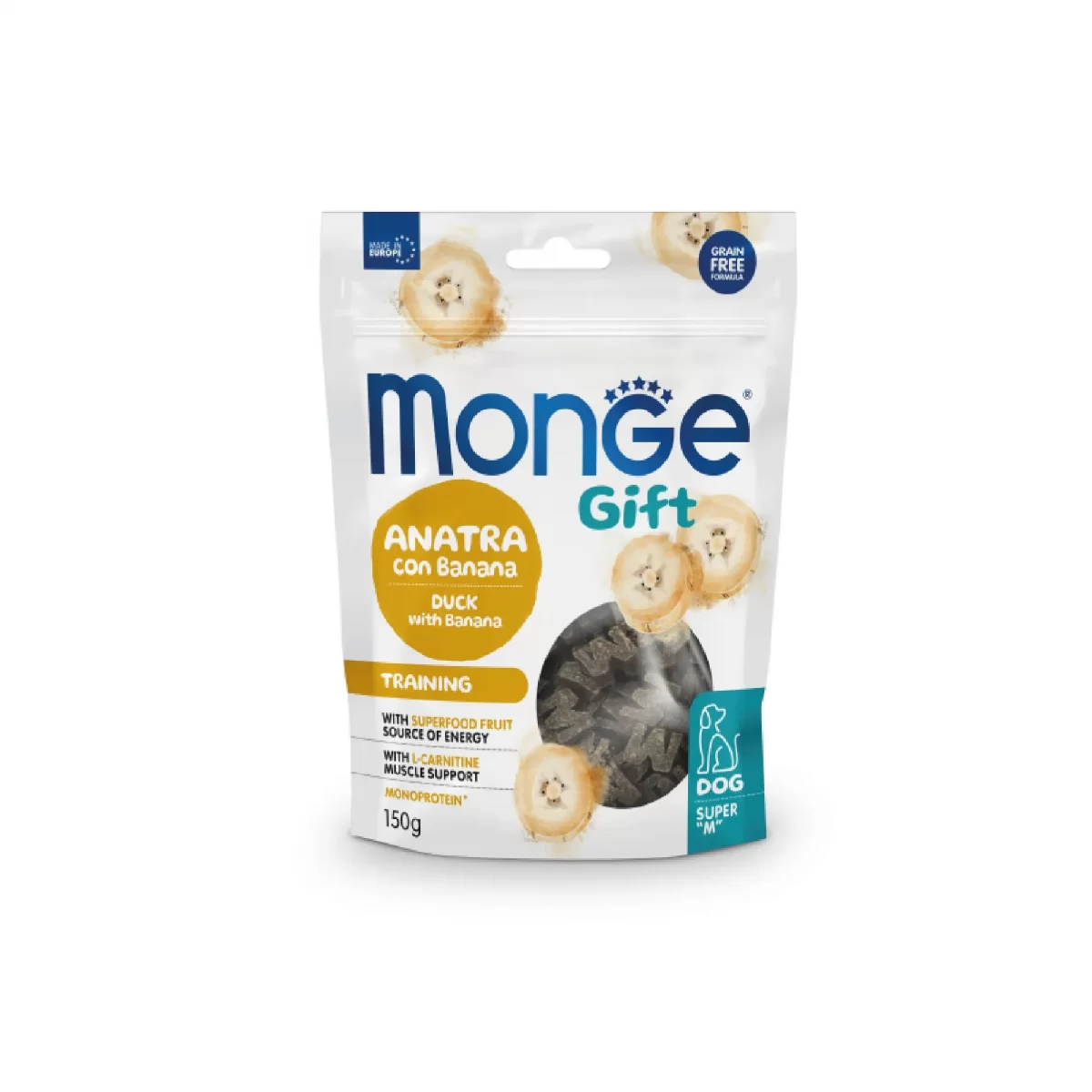 MONGEGIFT DOG SUPER “M” TRAINING Duck/Banana 150gr.