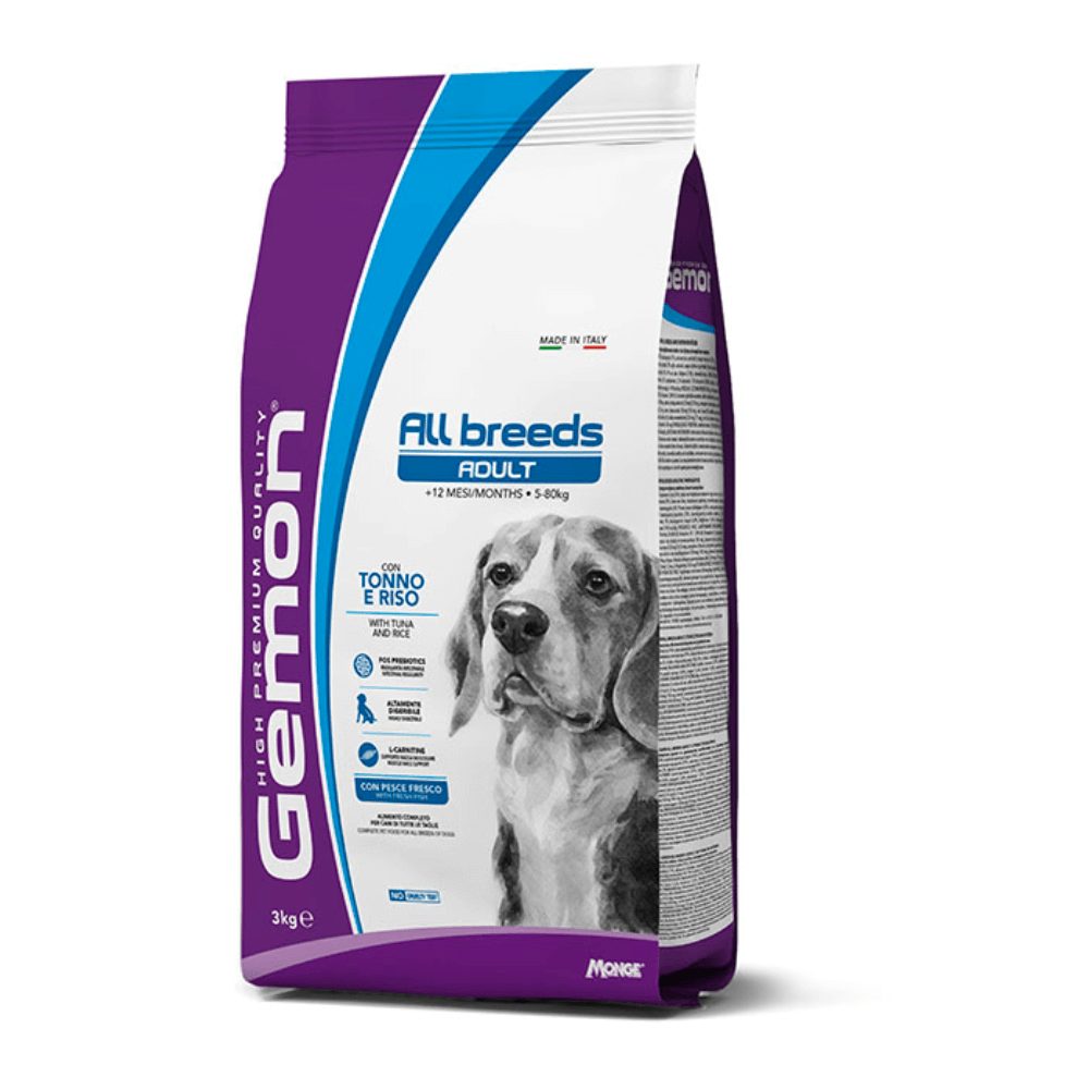 GEMON DRY DOG (ALL BREED) MEDIUM ADULT TUNA/RICE 3kg