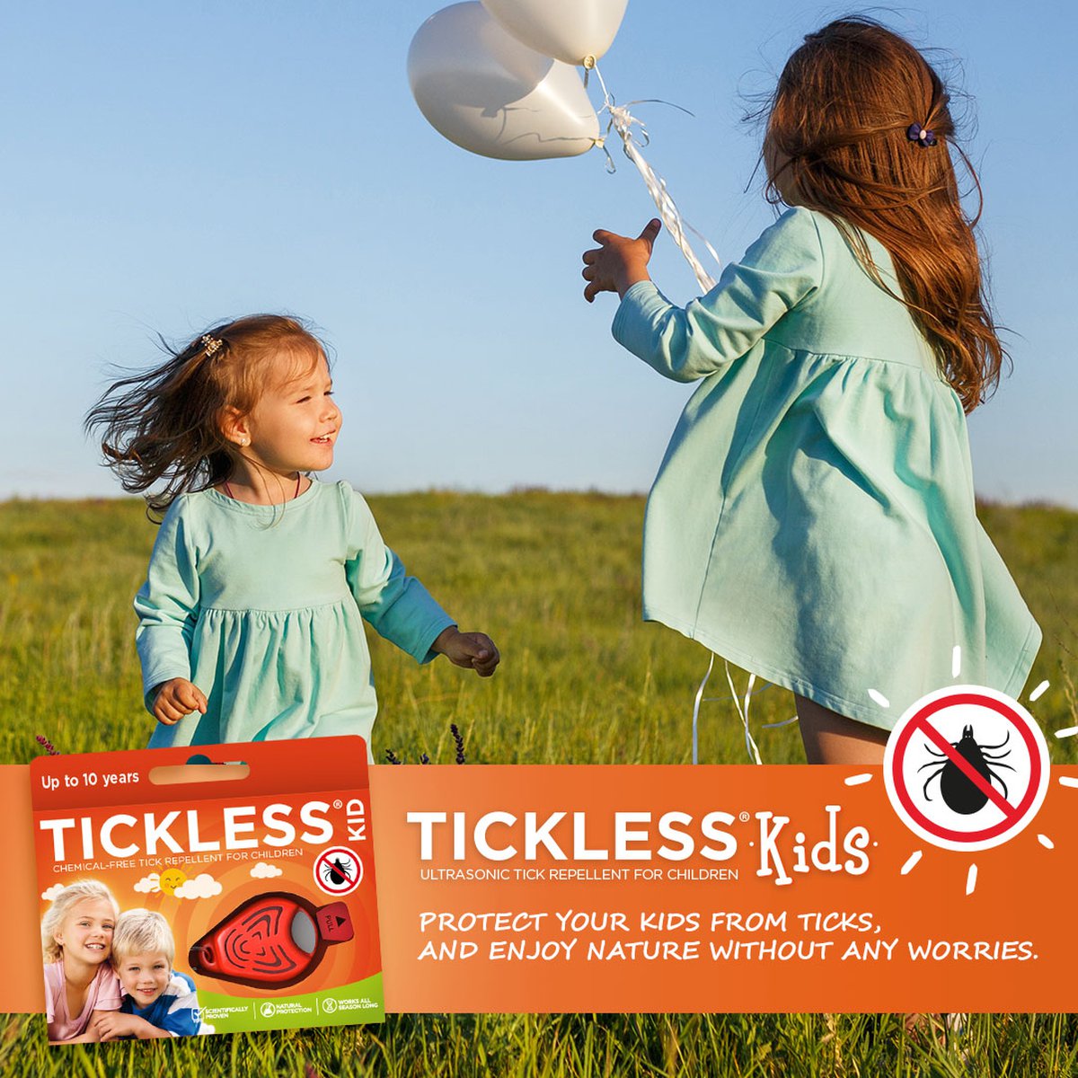 Ультразвуковой отпугиватель блох и клещей TICKLESS KID Orange