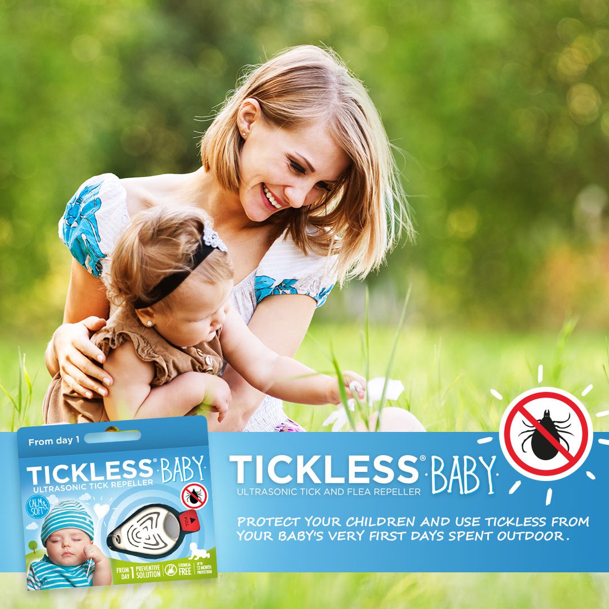 Ультразвуковой отпугиватель блох и клещей TICKLESS BABY Beige