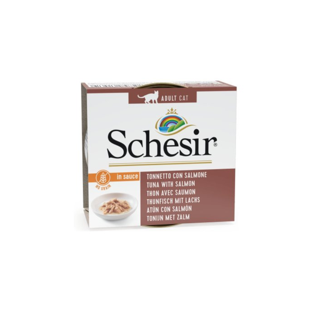 Supă de pisici Schesir, sos natural de ton cu somon, 70gr