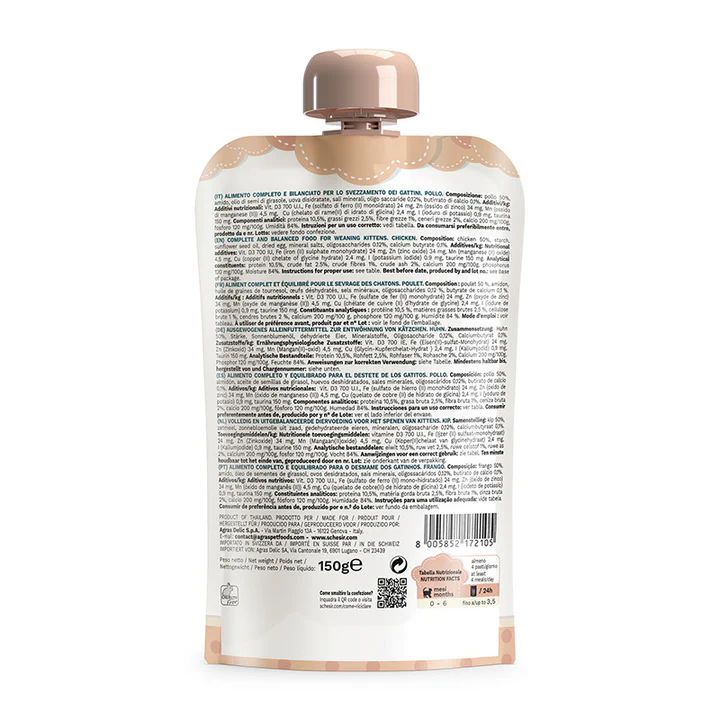 SCHESIR Cat POUCH CREMĂ PENTRU PISICI 0-6 Pui 150gr