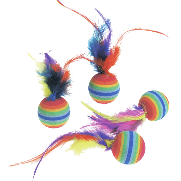 Резиновый мячик с перьями RAINBOWBALLS 4pcs