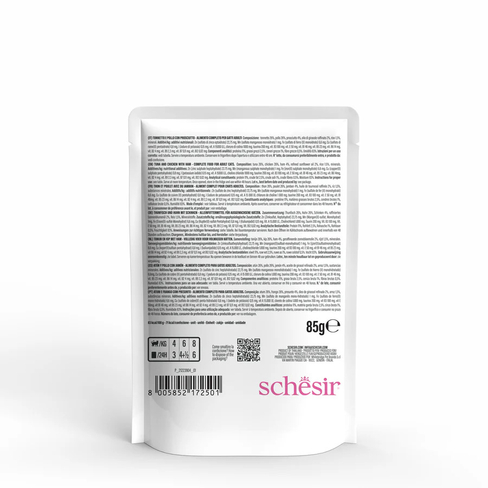 SCHESIR C&B Hrană umedă pentru pisici cu pui și șuncă în pliculeț cu jeleu