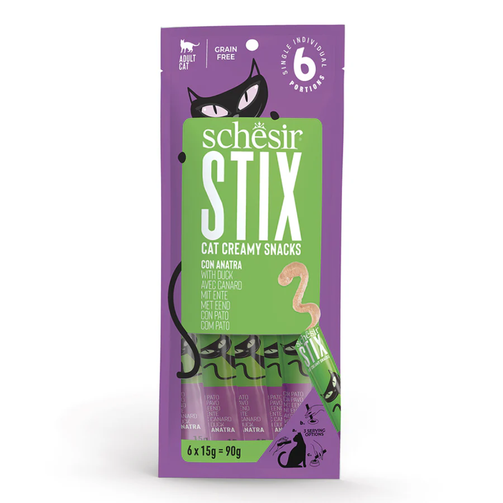 SCHESIR STIX CAT POUCH TREATS Duck 6x15gr