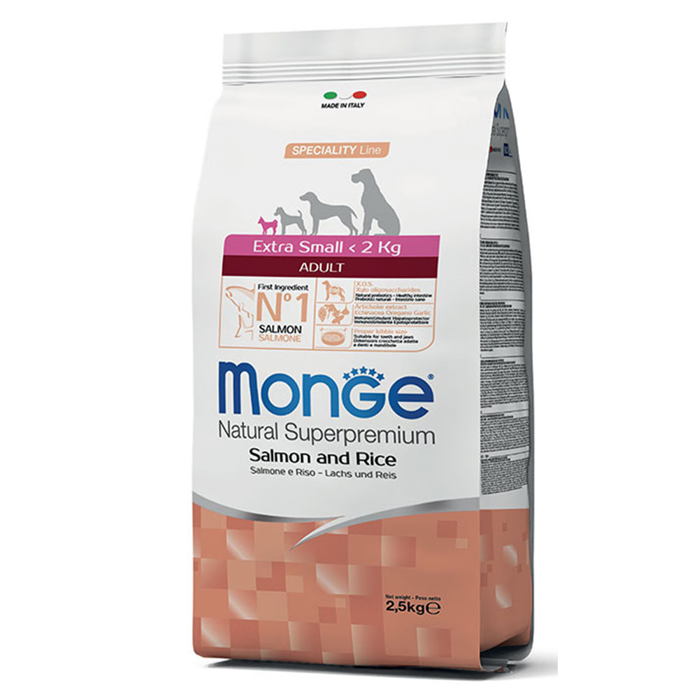 MONGE DRY DOG EX. SMALL ADULT SALMONE/RICE 2,5kg