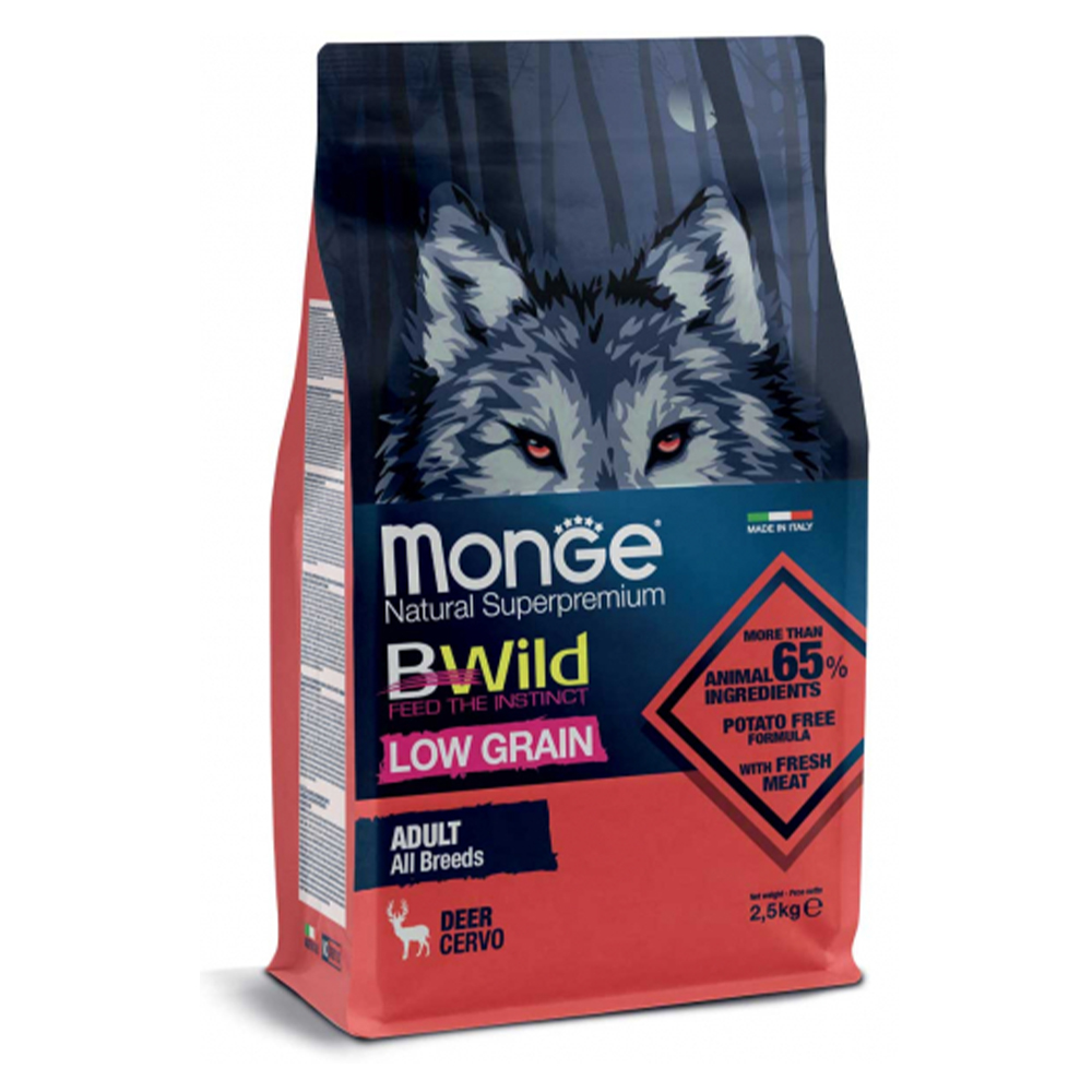 Cumpara  Hrană uscată - MONGE DRY DOG BWILD LG ADULT Deer 2,5kg..