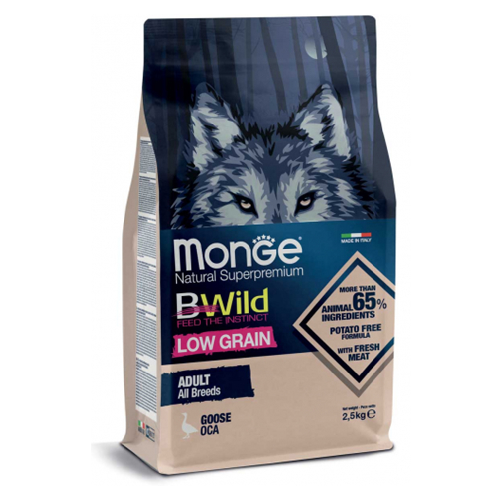 Cumpara  Hrană uscată - MONGE DRY DOG BWILD LG ADULT Goose 2,5kg..