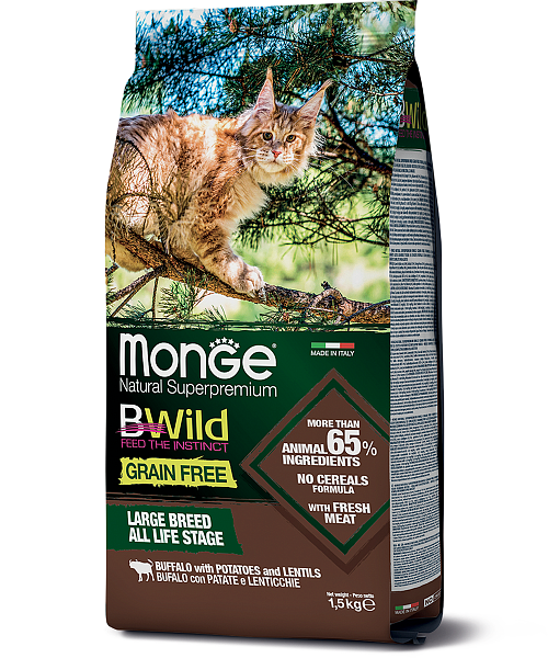 MONGE DRY CAT BWILD GF Buffalo/Potatoes/Lentils 1,5kg