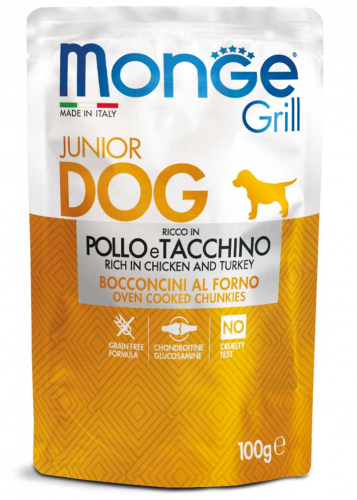 Cumpara  Hrană umedă pentru câini - MONGE DOG GRILL POUCH JUNIOR CHICKEN/TURKEY 1..