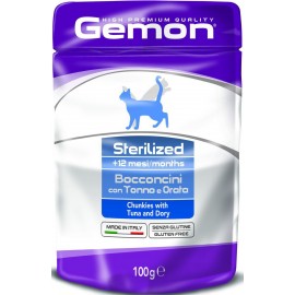 Cumpara  Hrană umedă - GEMON CAT POUCH STERILIZED Tuna/Dory 100gr..