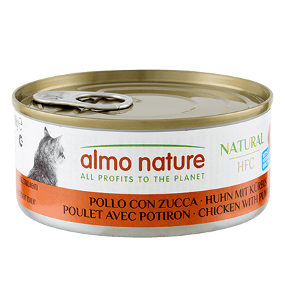 ALMO NATURE Hrană pentru pisici HFC cu conservă, cu pui natural și dovleac, 150 g